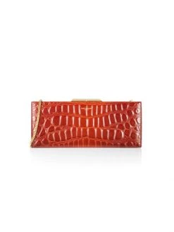 Saint Laurent Croc-Embossed Leather Clutch