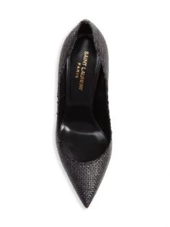 Saint Laurent Lola Raffia & Leather Stiletto Pumps -Saint Laurent Sales Store unnamed file 1041