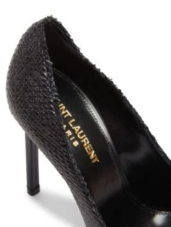 Saint Laurent Lola Raffia & Leather Stiletto Pumps -Saint Laurent Sales Store unnamed file 1042