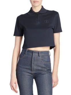 Saint Laurent Logo-Embroidered Cropped Polo -Saint Laurent Sales Store unnamed file 1069