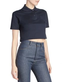 Saint Laurent Logo-Embroidered Cropped Polo -Saint Laurent Sales Store unnamed file 1070