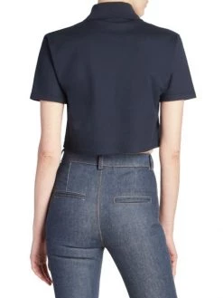 Saint Laurent Logo-Embroidered Cropped Polo -Saint Laurent Sales Store unnamed file 1071