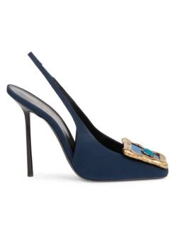 Saint Laurent Maxine Silk Slingback Pumps