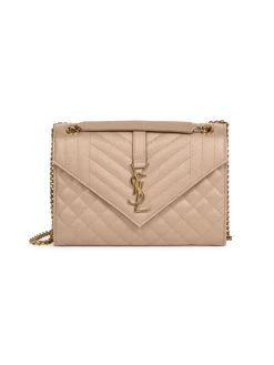 Saint Laurent Medium Envelope Monogram Matelassé Leather Shoulder Bag Golden