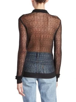 Saint Laurent Sheer Long Sleeve Polo Shirt -Saint Laurent Sales Store unnamed file 1111