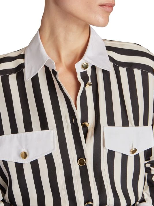 Saint Laurent Silk Chemise Striped Shirt 8 Saint Laurent Silk Chemise Striped Shirt - Image 6