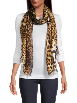 Saint Laurent Leopard-Print Silk Scarf