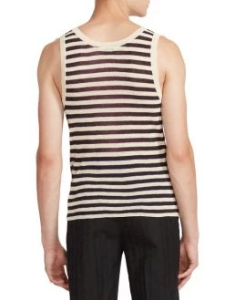 Saint Laurent Striped Linen-Blend Tank Top For Men -Saint Laurent Sales Store unnamed file 1162
