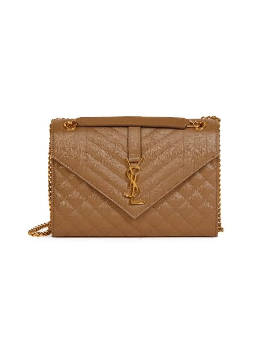 Saint Laurent Medium Envelope Monogram Matelassé Leather Shoulder Bag Golden 12 Saint Laurent Medium Envelope Monogram Matelassé Leather Shoulder Bag Golden - Image 10
