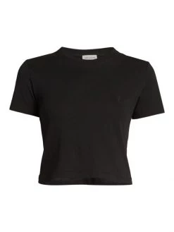 Saint Laurent Cropped Slim T-Shirt Naturel