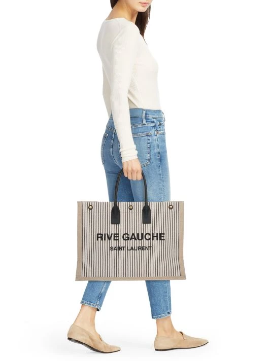 Saint Laurent Rive Gauche Stripe Canvas Tote 4 Saint Laurent Rive Gauche Stripe Canvas Tote - Image 2