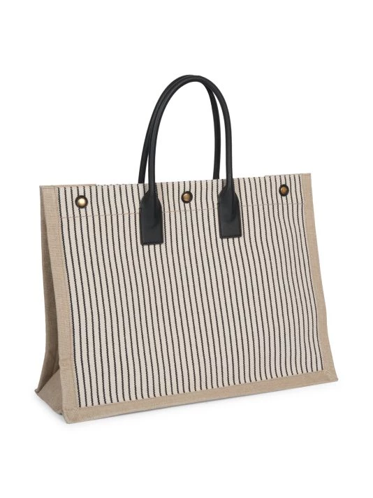 Saint Laurent Rive Gauche Stripe Canvas Tote 6 Saint Laurent Rive Gauche Stripe Canvas Tote - Image 4