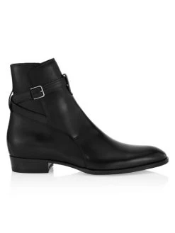 Saint Laurent Wyatt Leather Ankle Boots For Men