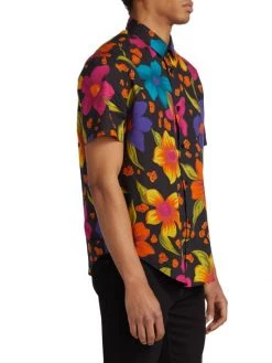 Saint Laurent Manches Cour Floral-Print Short Sleeve Shirt For Men -Saint Laurent Sales Store unnamed file 1218
