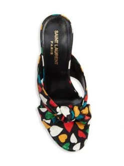Saint Laurent Bianca Heart-Print Silk Sandals -Saint Laurent Sales Store unnamed file 1229