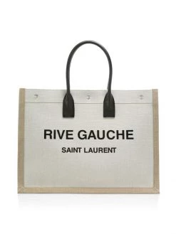 Saint Laurent Rive Gauche Linen & Leather Tote