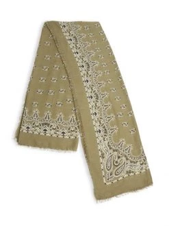 Saint Laurent Paisley Print Bandana Scarf Black Ivory