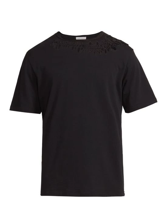 Saint Laurent Classique Cutout Eyelet T-Shirt For Men 3 Saint Laurent Classique Cutout Eyelet T-Shirt For Men