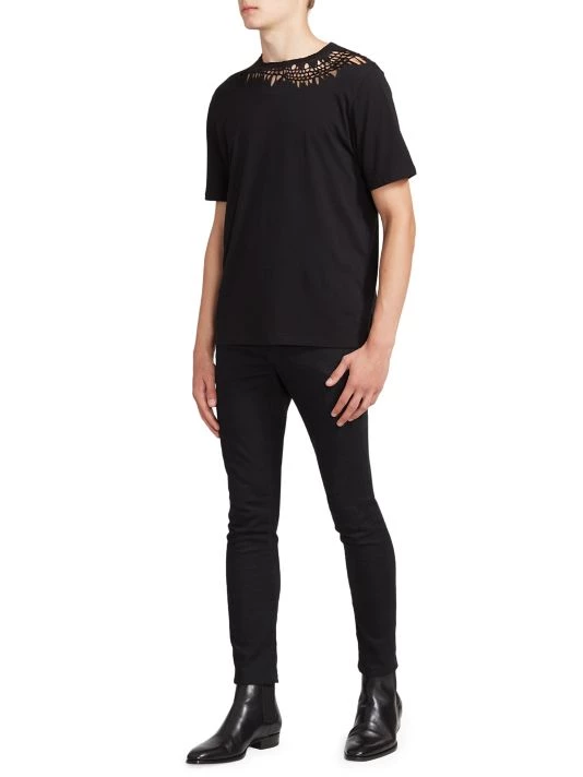 Saint Laurent Classique Cutout Eyelet T-Shirt For Men 4 Saint Laurent Classique Cutout Eyelet T-Shirt For Men - Image 2