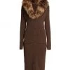 Saint Laurent Faux Fur Collar Sheath Midi-Dress -Saint Laurent Sales Store unnamed file 1272