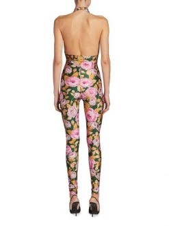Saint Laurent Rose Bouquet Halter Jumpsuit -Saint Laurent Sales Store unnamed file 1283