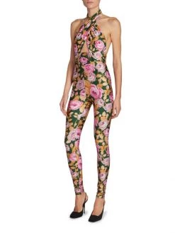 Saint Laurent Rose Bouquet Halter Jumpsuit -Saint Laurent Sales Store unnamed file 1284