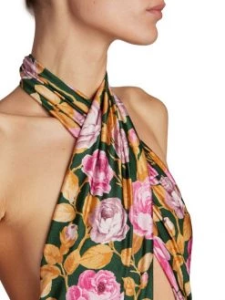 Saint Laurent Rose Bouquet Halter Jumpsuit -Saint Laurent Sales Store unnamed file 1285