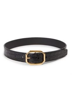 Saint Laurent Croc-Embossed Leather Belt