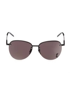 Saint Laurent Monogram Pin 61MM Aviator Sunglasses