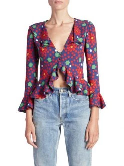 Saint Laurent V-Neck Ruffle Top 10 Saint Laurent V-Neck Ruffle Top -Saint Laurent Sales Store unnamed file 1323