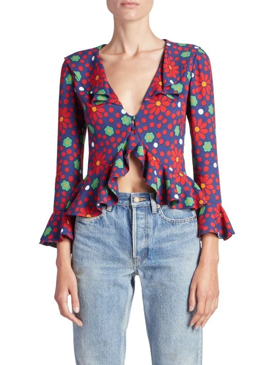 Saint Laurent V-Neck Ruffle Top 5 Saint Laurent V-Neck Ruffle Top - Image 3