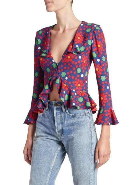 Saint Laurent V-Neck Ruffle Top 6 Saint Laurent V-Neck Ruffle Top - Image 4