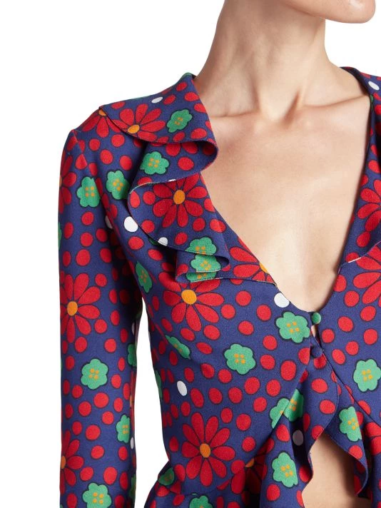 Saint Laurent V-Neck Ruffle Top 8 Saint Laurent V-Neck Ruffle Top - Image 6