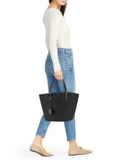 Saint Laurent Leather-Trimmed Raffia Tote -Saint Laurent Sales Store unnamed file 1333