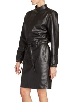 Saint Laurent Leather Drawstring Sheath Dress -Saint Laurent Sales Store unnamed file 1347