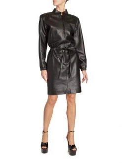 Saint Laurent Leather Drawstring Sheath Dress -Saint Laurent Sales Store unnamed file 1349