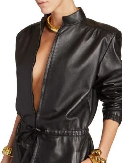 Saint Laurent Leather Drawstring Sheath Dress -Saint Laurent Sales Store unnamed file 1350