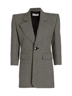 Saint Laurent Checked Wool Jacket Minidress