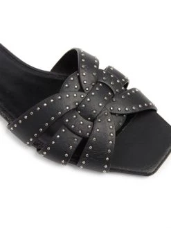 Saint Laurent Tribute Studded Flat Leather Sandals Nero Base Off White -Saint Laurent Sales Store unnamed file 1373