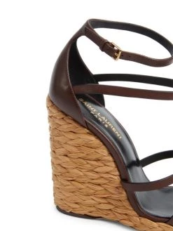 Saint Laurent Cassandra Strappy Leather Logo Raffia Wedges -Saint Laurent Sales Store unnamed file 1386