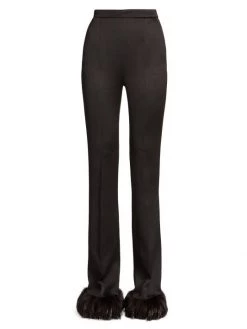 Saint Laurent Feather Cuff Slim-Fit Pants