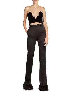 Saint Laurent Feather Cuff Slim-Fit Pants -Saint Laurent Sales Store unnamed file 1395