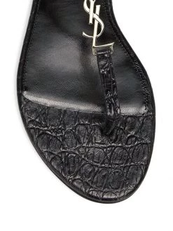 Saint Laurent Cassandra Croc-Embossed Leather Slingback Thong Sandals -Saint Laurent Sales Store unnamed file 144