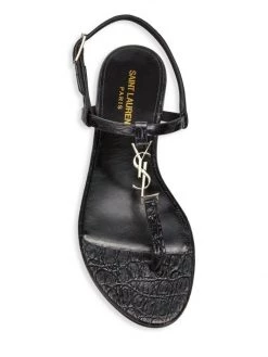 Saint Laurent Cassandra Croc-Embossed Leather Slingback Thong Sandals -Saint Laurent Sales Store unnamed file 145