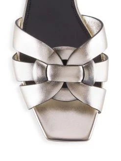 Saint Laurent Tribute Metallic Leather Slides -Saint Laurent Sales Store unnamed file 1483