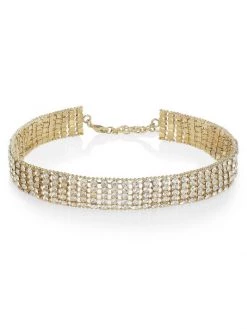 Saint Laurent Rhinestone Knitted Choker Oro -Saint Laurent Sales Store unnamed file 1502