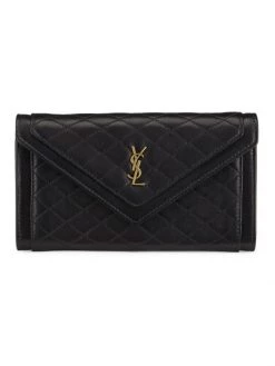 Saint Laurent Quilted Leather Envelope Wallet Nero