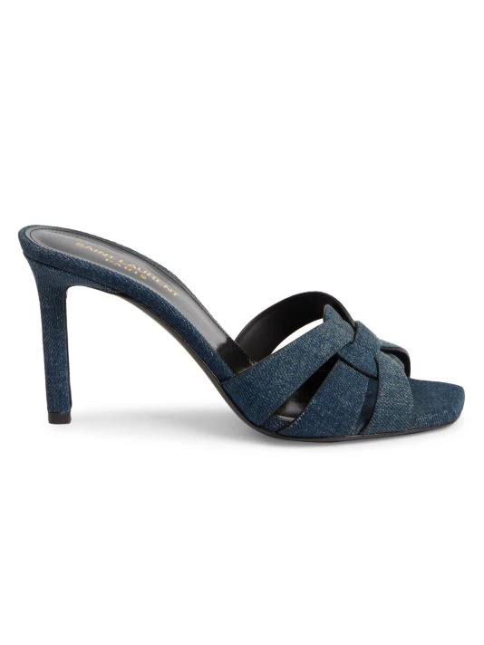 Saint Laurent Tribute Denim Stiletto Sandals 3 Saint Laurent Tribute Denim Stiletto Sandals