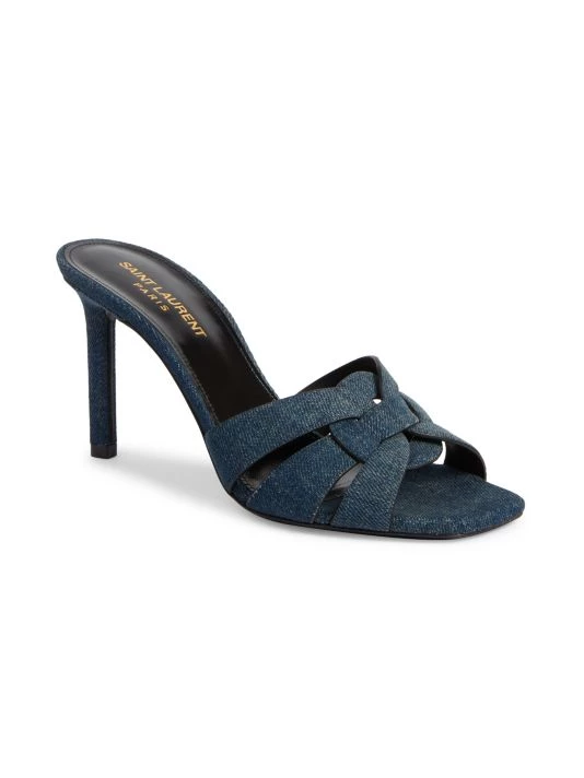 Saint Laurent Tribute Denim Stiletto Sandals 4 Saint Laurent Tribute Denim Stiletto Sandals - Image 2