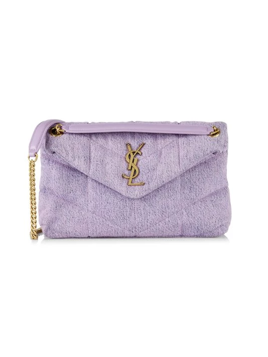 Saint Laurent Small Denim Puffer Shoulder Bag 3 Saint Laurent Small Denim Puffer Shoulder Bag